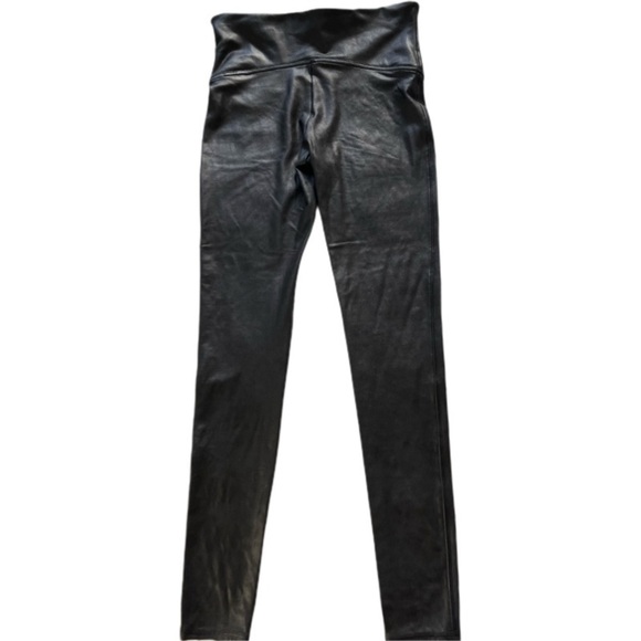 NWT Spanx Faux Leather Black Leggings size L - Picture 2 of 7